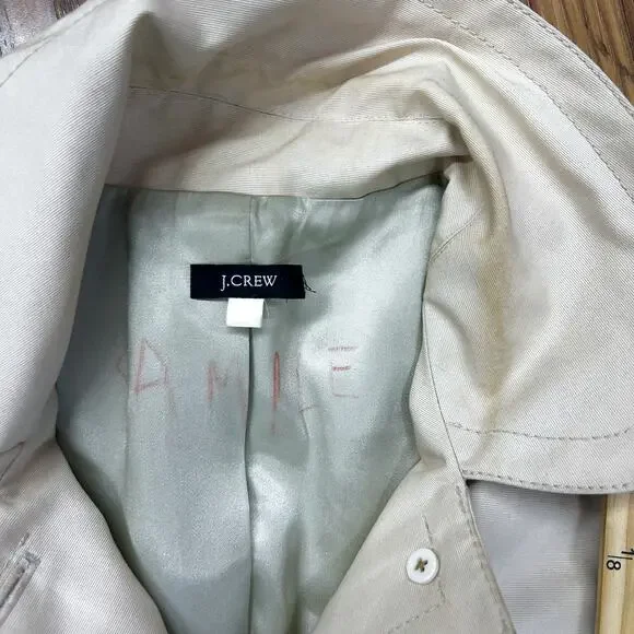 RARE Y2K J.Crew SAMPLE Tailored Trench Coat Classic Khaki Belted Pre-Production - Picture 16 of 16